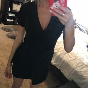 Black tie wrap dress